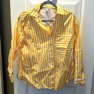 AYR Oversized Striped Button down shirt. Yellow.